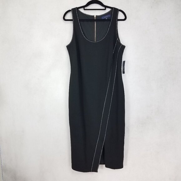 NEW RACHEL Rachel Roy Size 0X Sleeveless Black Sheath Tank Midi Dress Sticthing - Picture 2 of 15